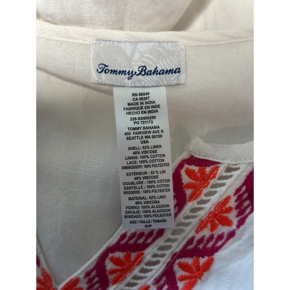 Tommy Bahama Dress Cover Up Small White St. Lucia Linen Blend Quiet Luxury Beach - Picture 7 of 9